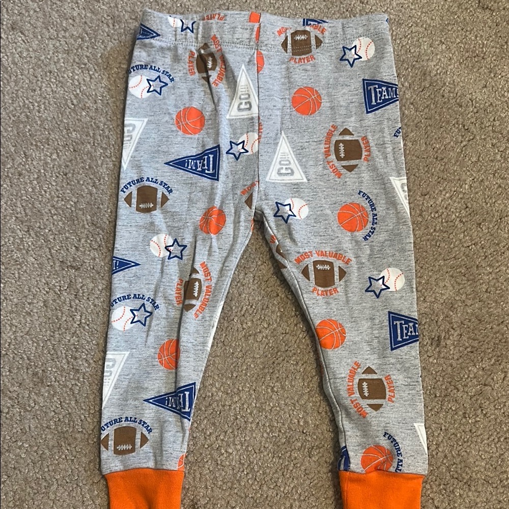 Gray Sports-Themed Kids' Pants with Orange Cuffs
